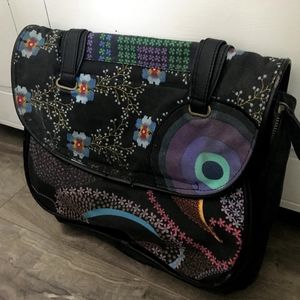 Desigual Shoulder Handbag Purse Rose Applique